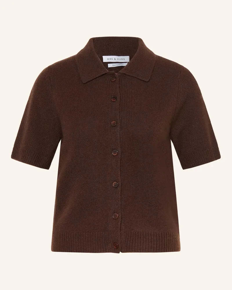 Mrs & HUGS Strickjacke Aus Cashmere braun Dunkelbraun