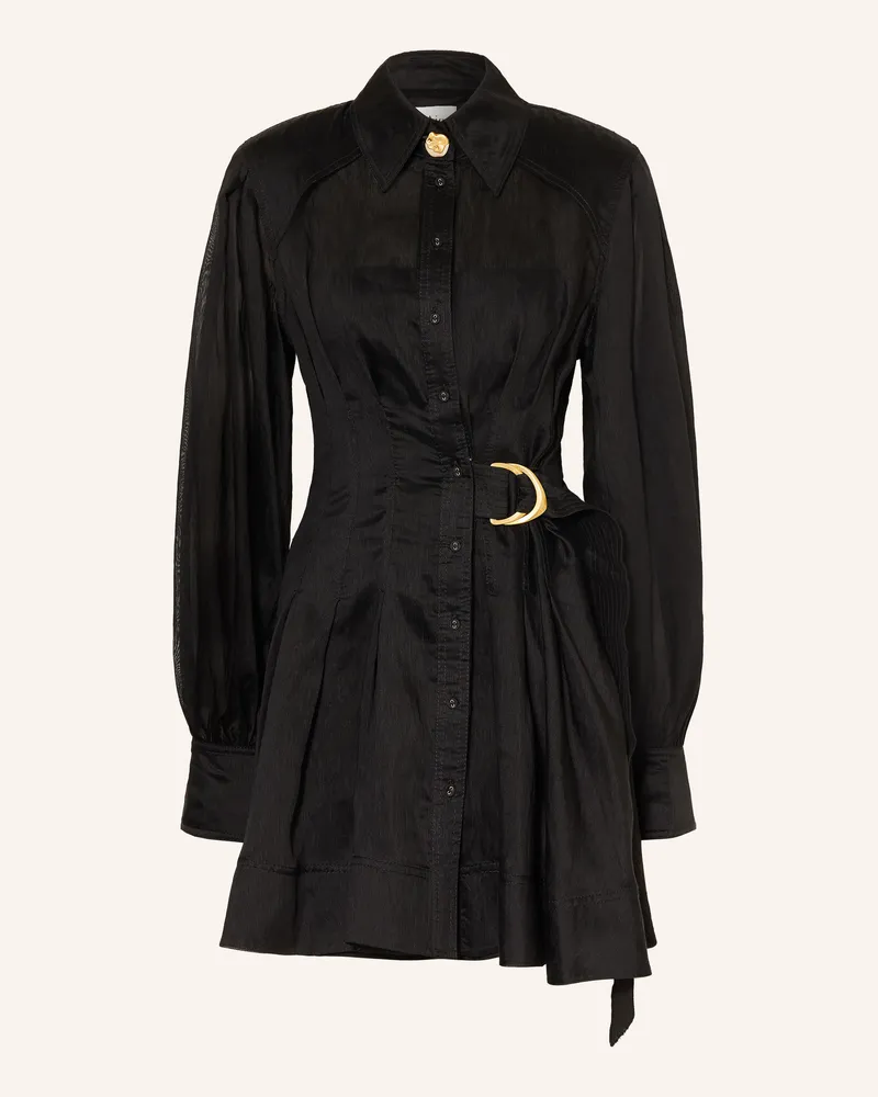 Aje. Hemdblusenkleid Rosanna Mit Leinen schwarz Schwarz
