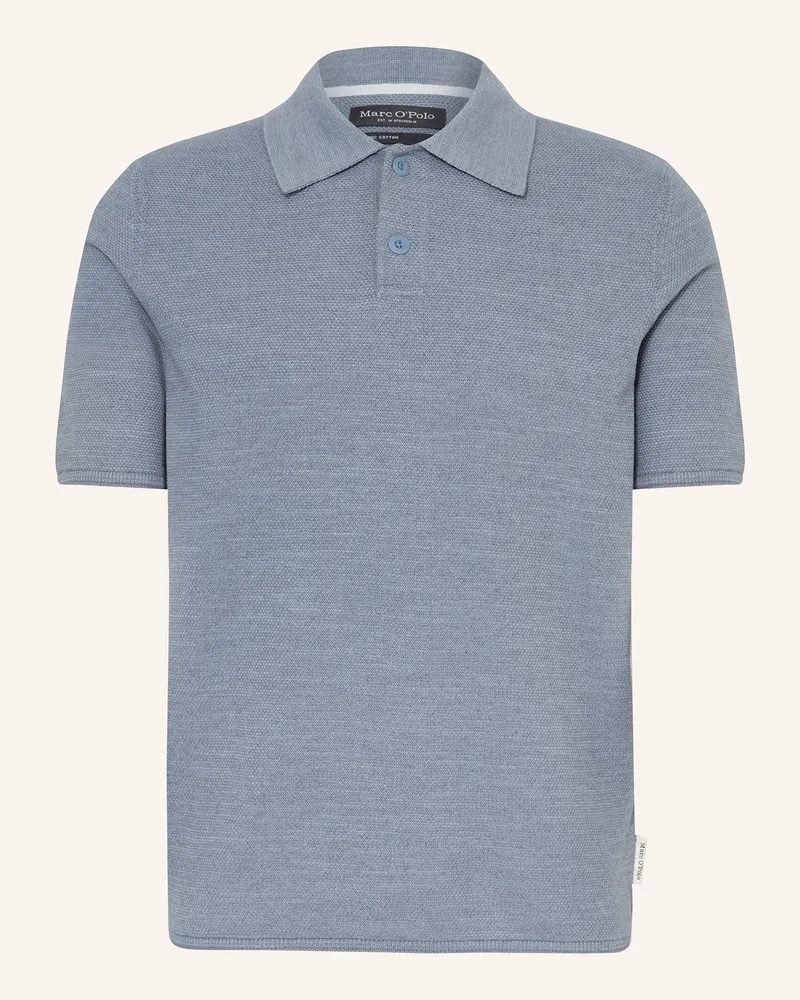Marc O'Polo Strick-Poloshirt Regular Fit Blaugrau