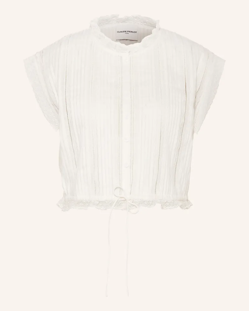Claudie Pierlot Cropped-Top Mit Spitze Und Rüschen weiss Weiss
