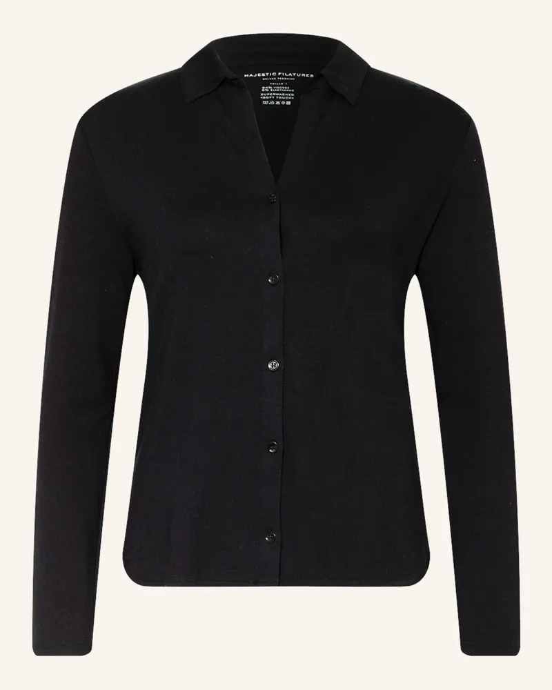 Majestic Hemdbluse aus Jersey Schwarz