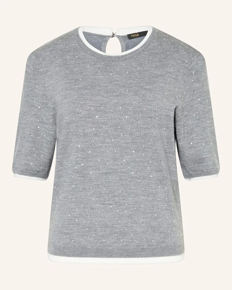Maje Strickshirt mit Schmucksteinen Grau