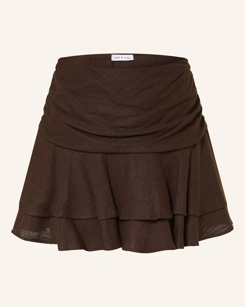 Mrs & HUGS Skort Mit Leinen braun Dunkelbraun