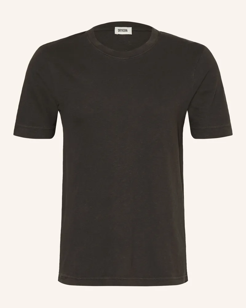 Drykorn T-Shirt Raphael Mit Leinen braun Schwarz