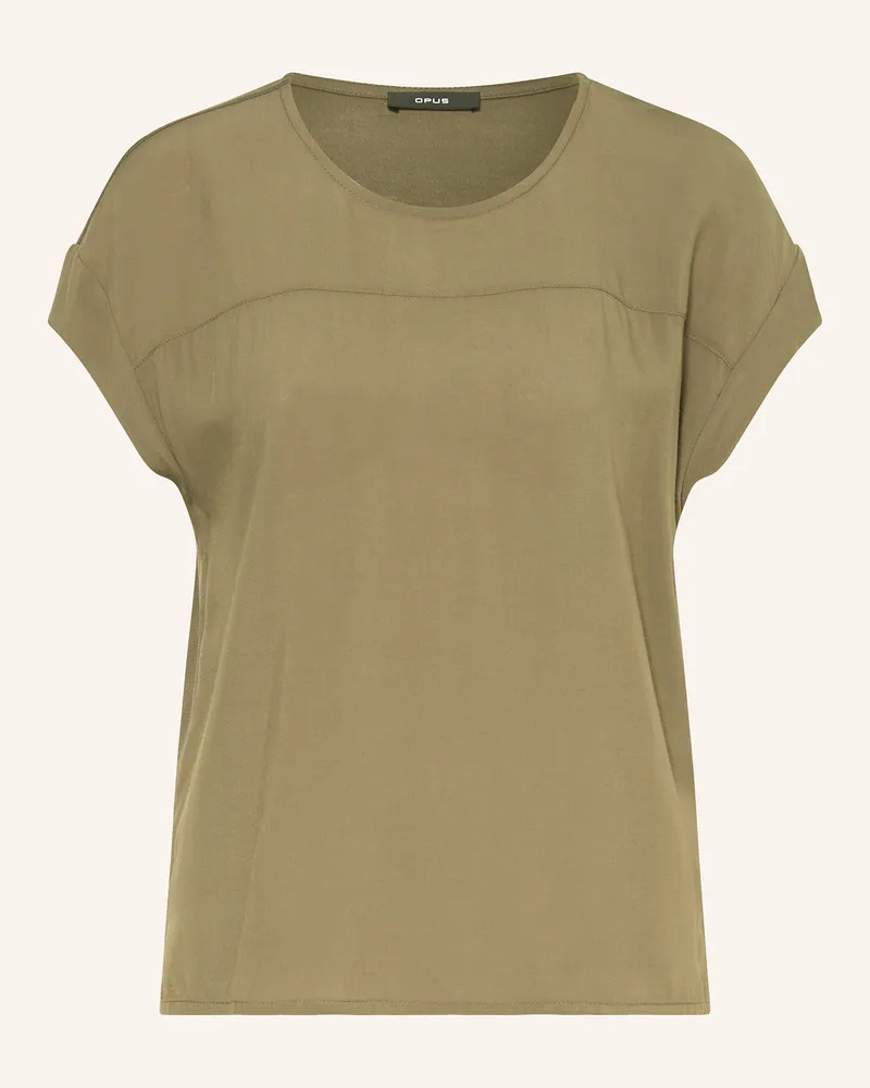 OPUS T-Shirt SESONNE  im Materialmix Oliv