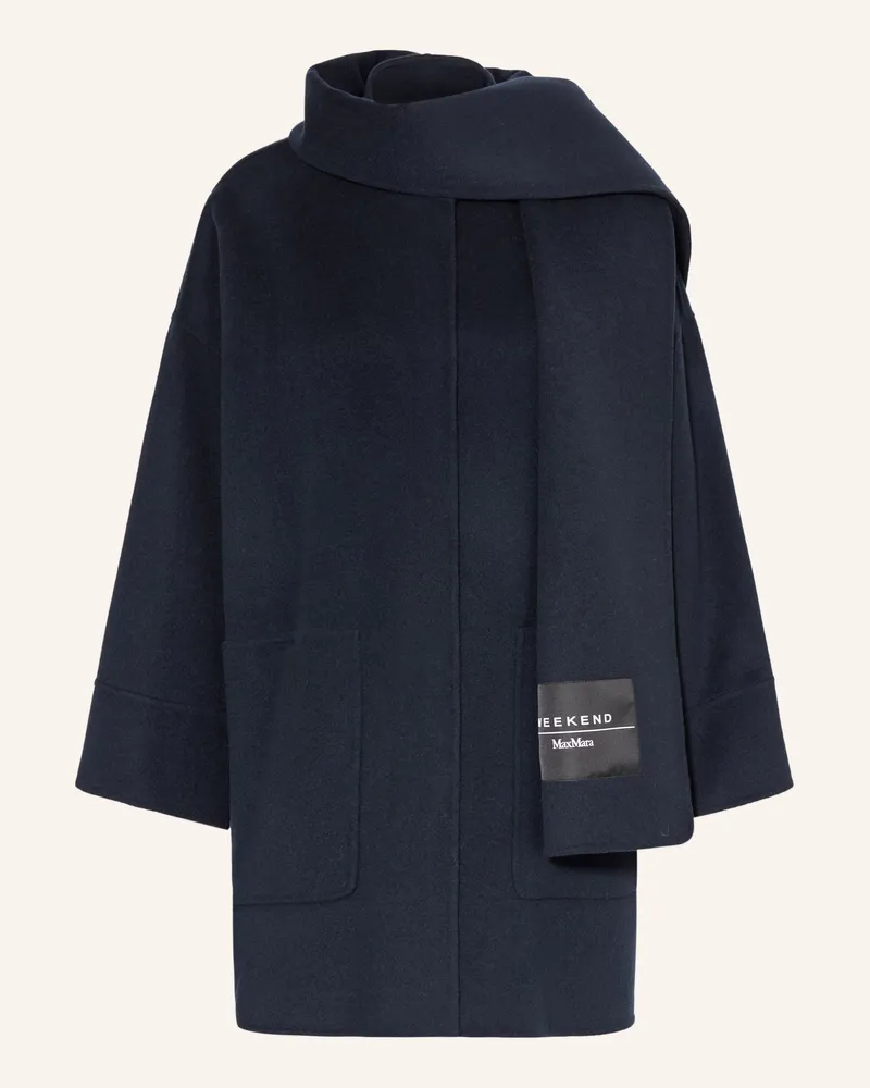 Max Mara Wollmantel Fulcro Mit Abnehmbarem Schal blau Dunkelblau