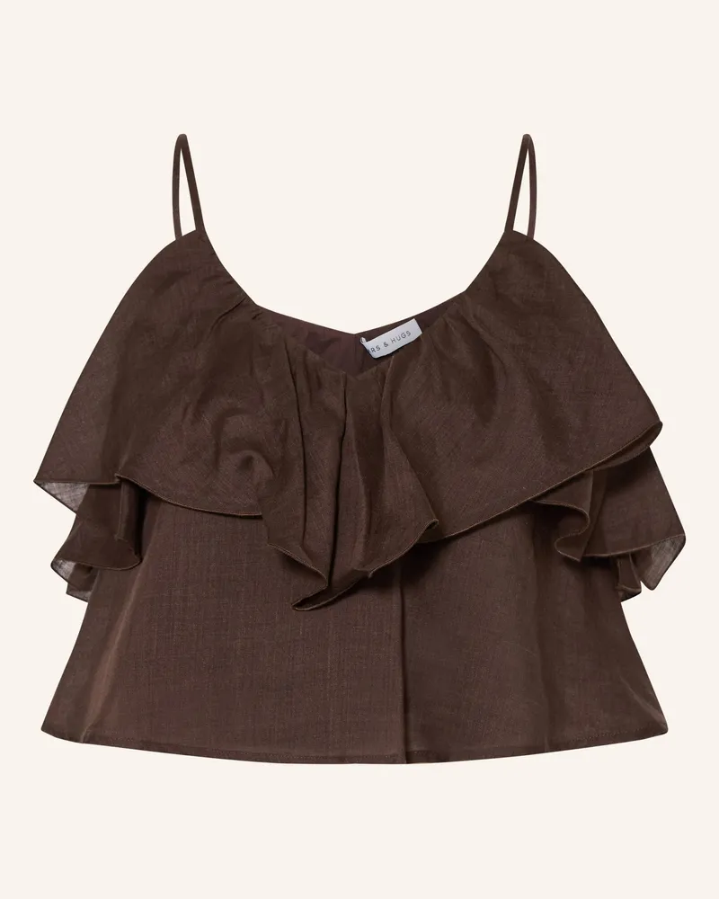 Mrs & HUGS Blusentop Mit Volants braun Dunkelbraun