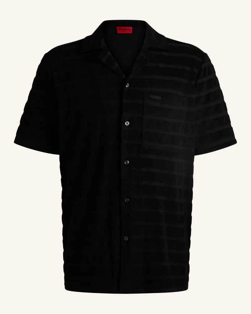 HUGO BOSS Business Hemd Ellino Relaxed Fit schwarz Schwarz