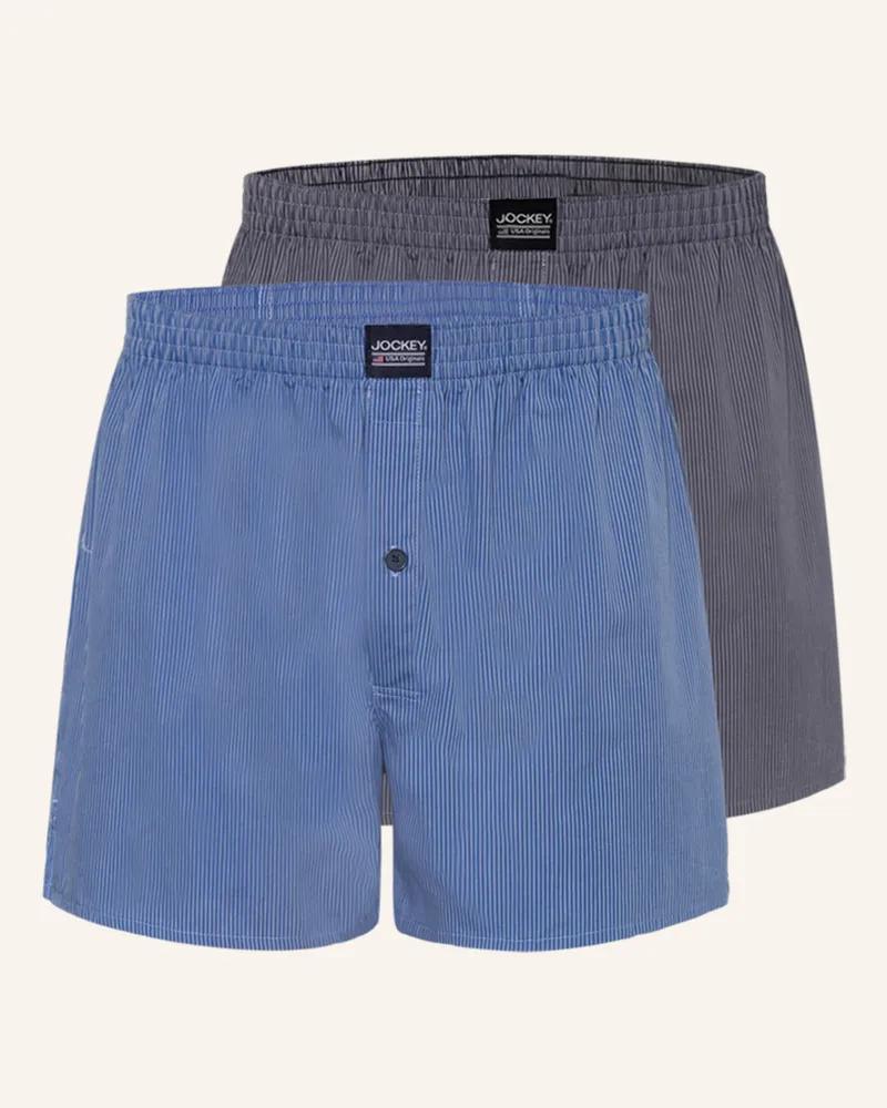Jockey 2er-Pack Web-Boxershorts Everyday Striped blau Blau