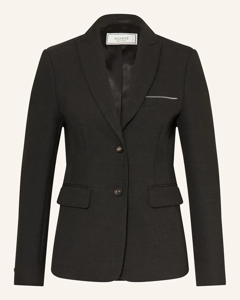 Peserico Blazer mit Schmucksteinen Dunkelgrau