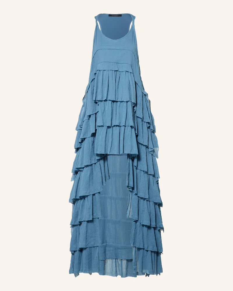 AllSaints Kleid Cavarly Mit Rüschen blau Blaugrau