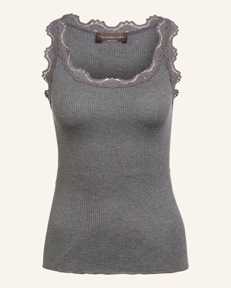 Rosemunde Seidentop Babette Mit Spitze grau Dunkelgrau