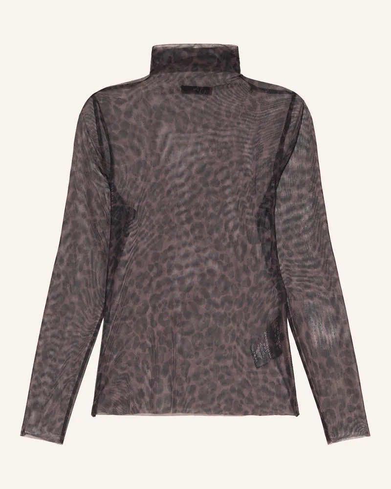 Oui  Longsleeve Aus Mesh braun Schwarz