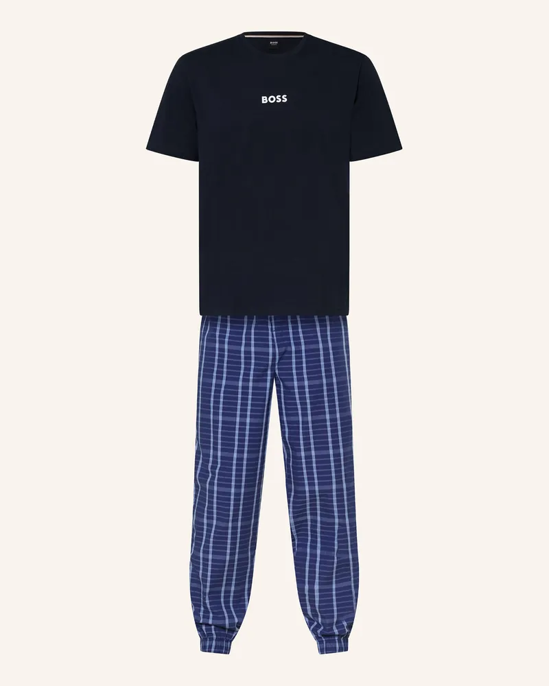 HUGO BOSS Schlafanzug EASY LONG Dunkelblau