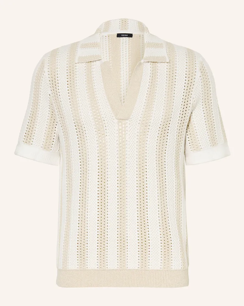 Reiss Strick-Poloshirt Globe weiss Creme