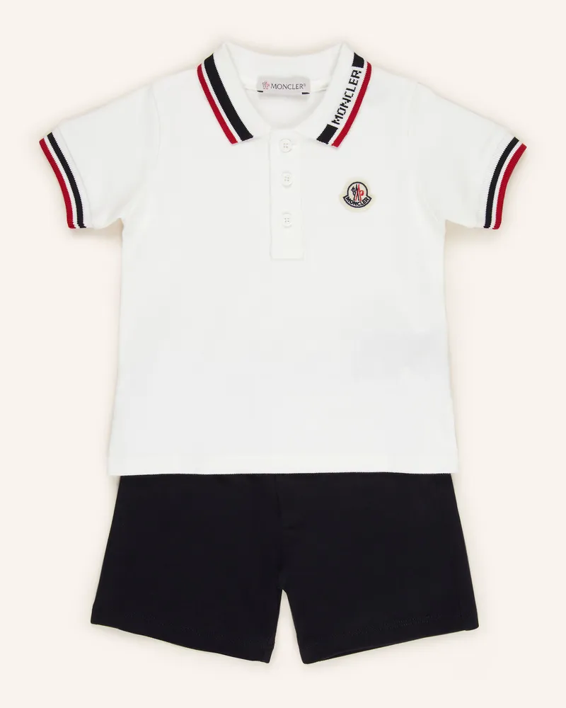 Moncler Set: Piqué-Poloshirt und Shorts Weiss