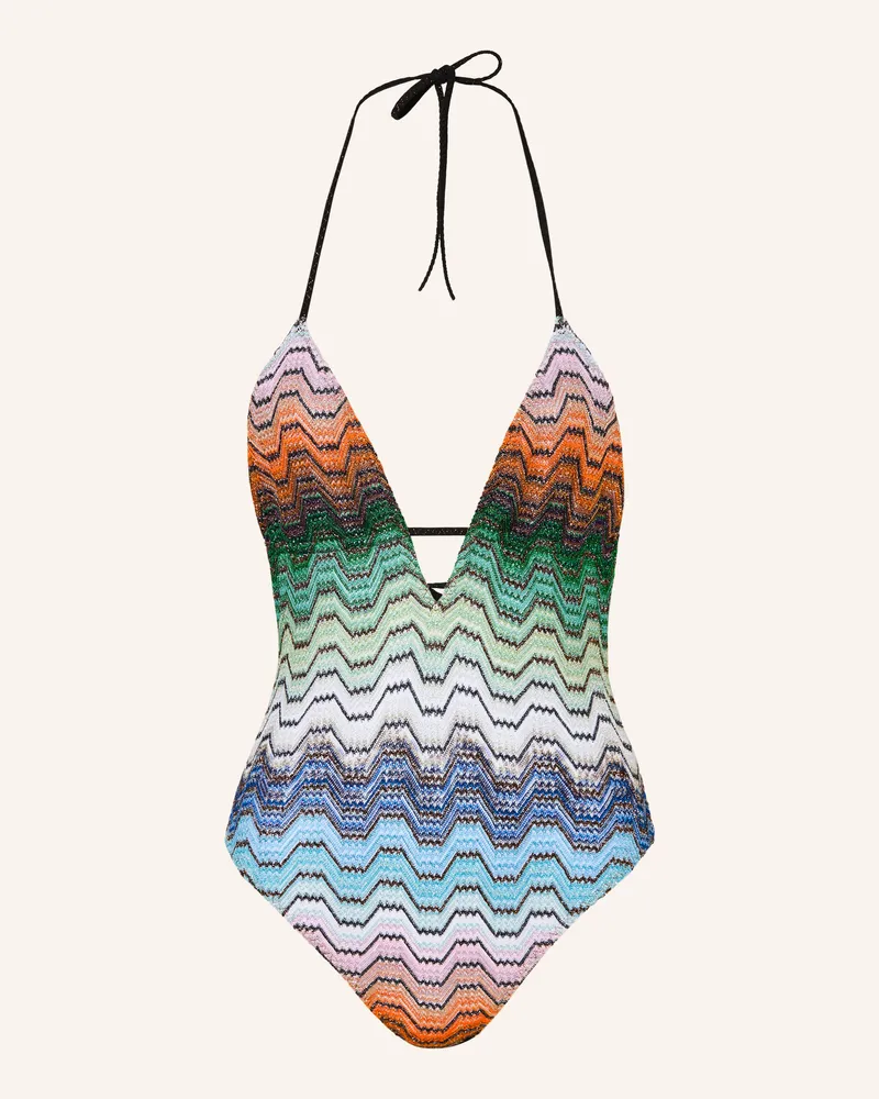 Missoni Neckholder-Badeanzug Mit Glitzergarn gruen Grün