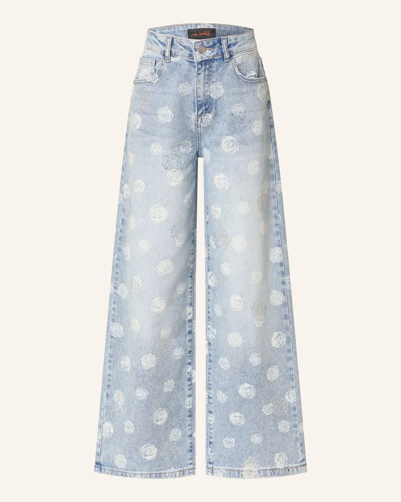 Miss Goodlife Flared Jeans mit Schmucksteinen 24