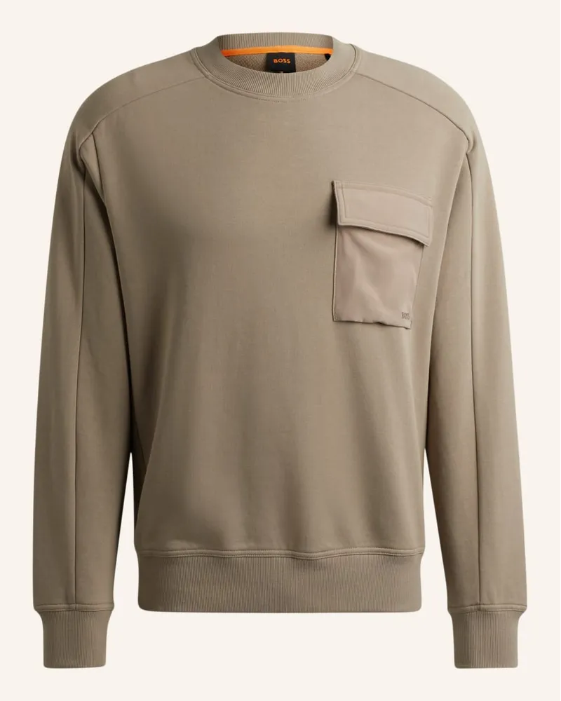 HUGO BOSS Sweatshirt WE_POCKETCARGO Relaxed Fit Braun