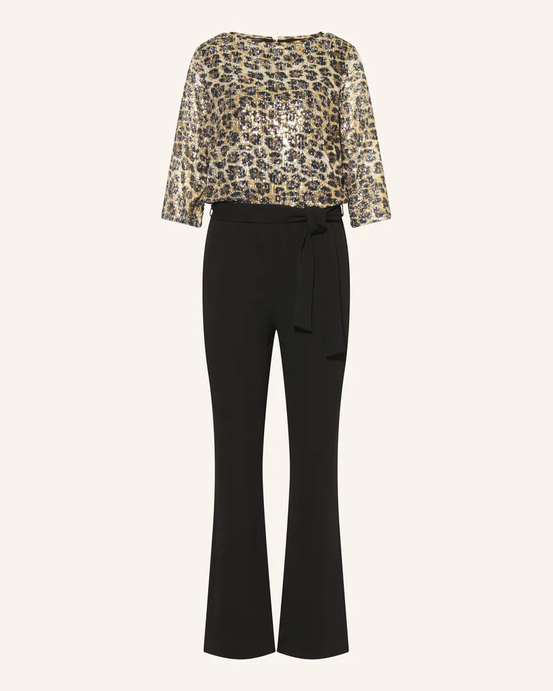 ana alcazar Jumpsuit mit 3/4-Arm und Pailletten Schwarz