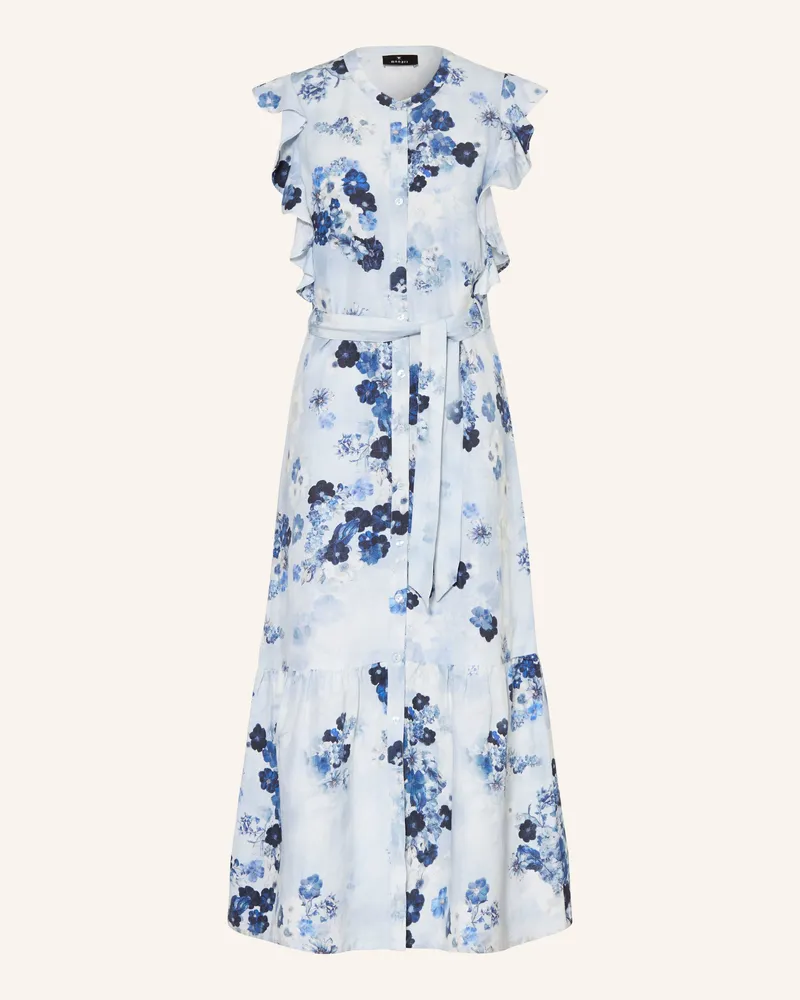 monari Kleid Mit Volants Und Leinen blau Hellblau