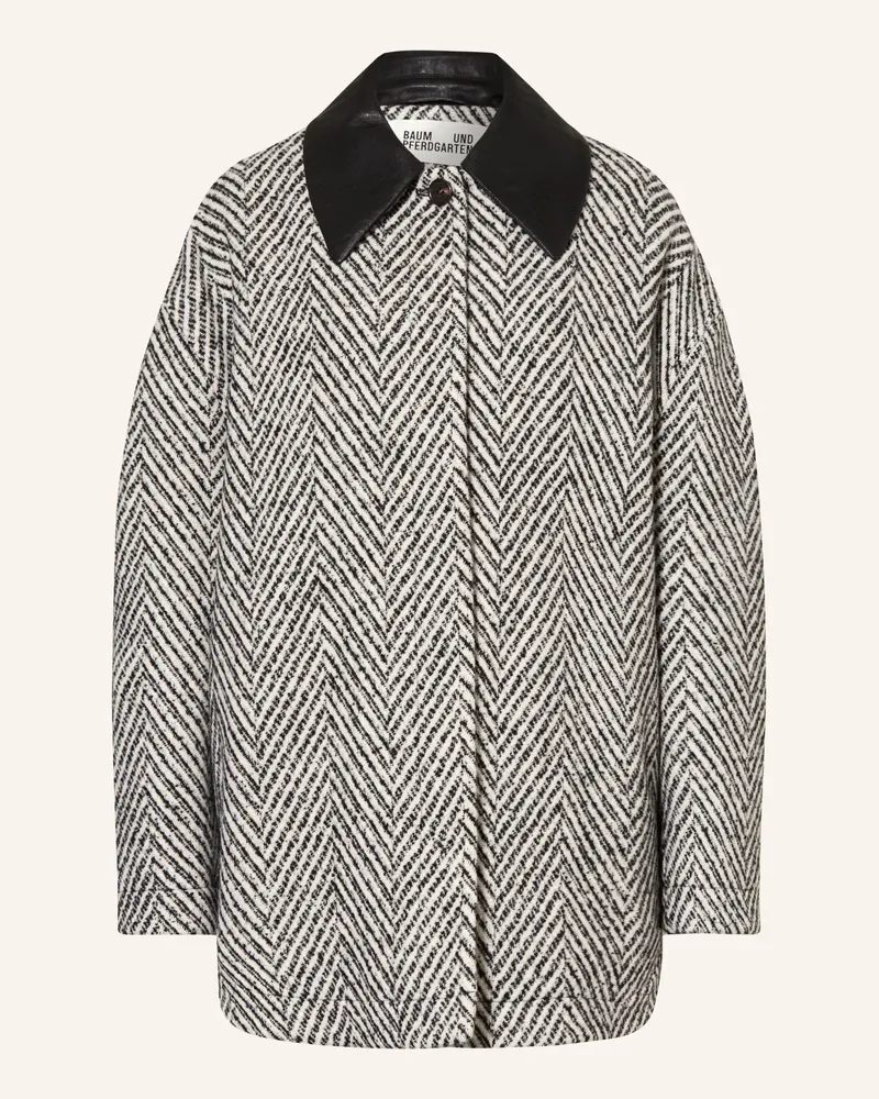 Baum und Pferdgarten Overjacket Berfe Im Materialmix schwarz Weiss