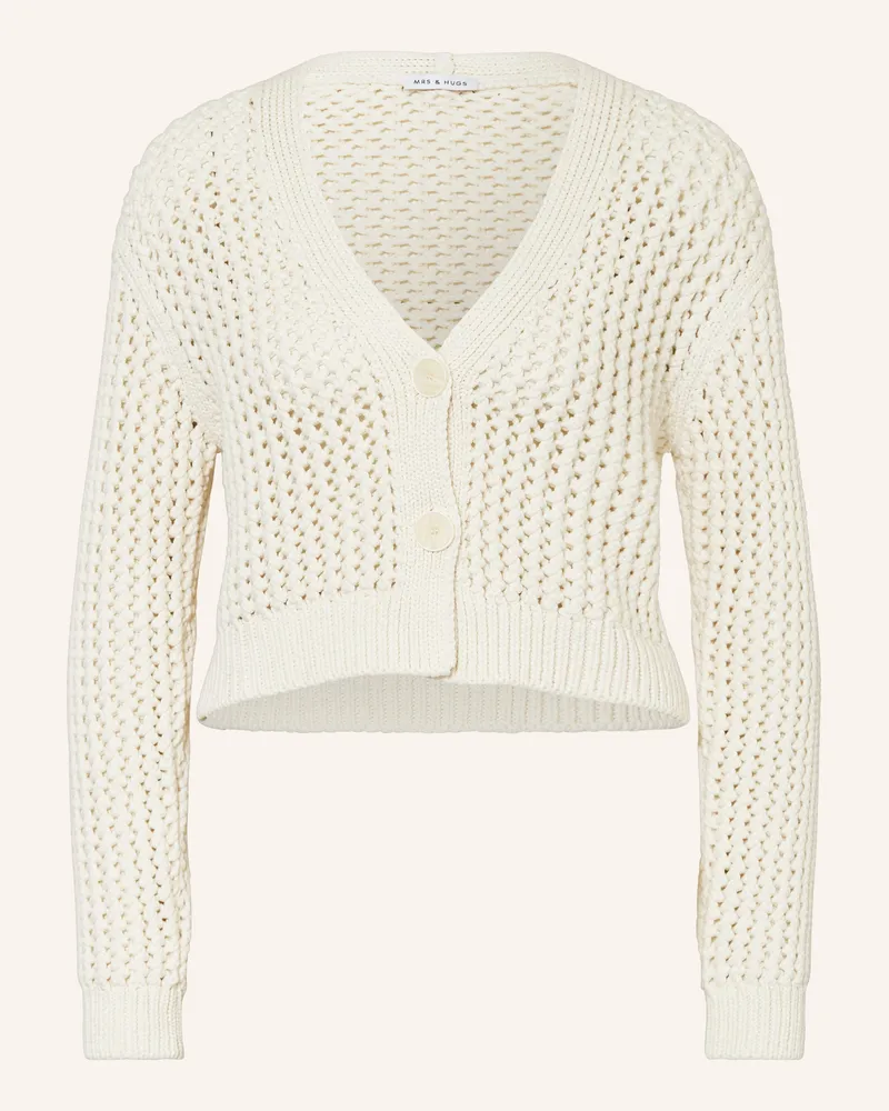 Mrs & HUGS Cropped-Strickjacke weiss Ecru