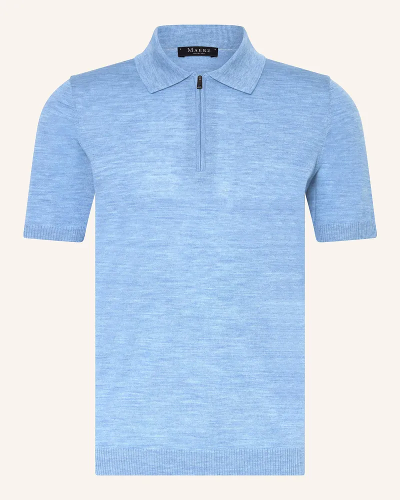 Maerz Strick-Poloshirt aus Merinowolle Hellblau