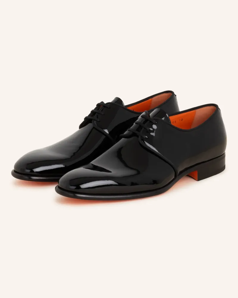 Santoni Lack-Schnürer Moore schwarz Schwarz