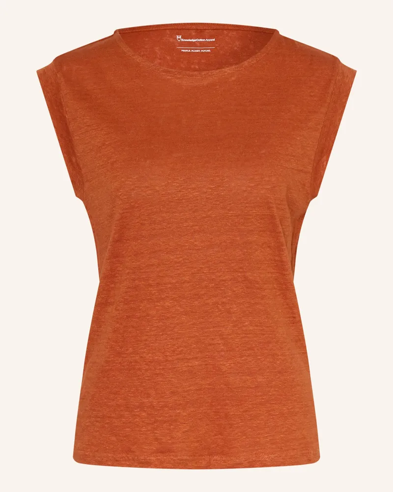 Knowledge Cotton Apparel Leinentop rot Dunkelorange