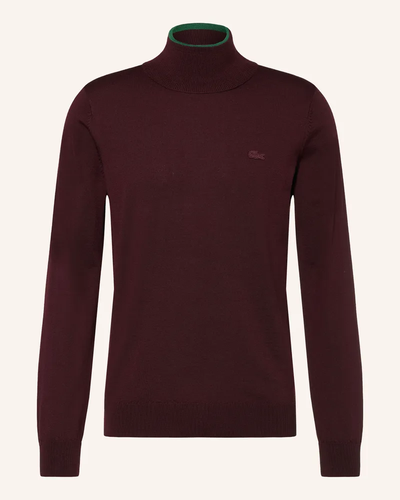 Lacoste Rollkragenpullover rot Dunkelrot