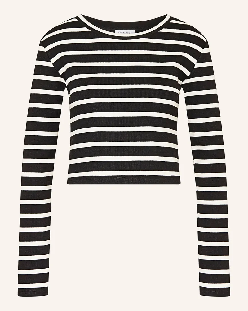 Mrs & HUGS Cropped-Longsleeve Schwarz