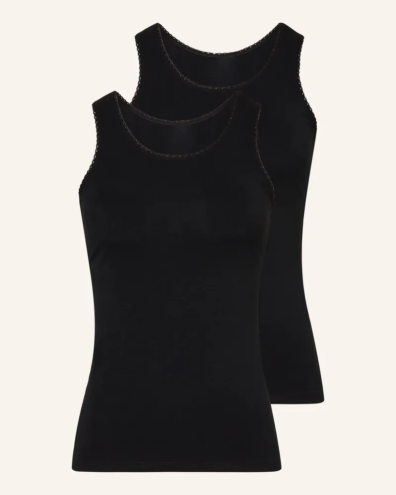 Schiesser 2er-Pack Tops Modern Multipacks schwarz Schwarz
