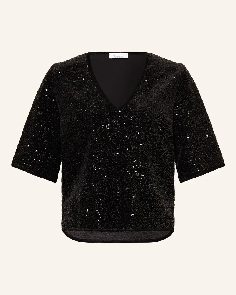 Princess goes Hollywood Blusenshirt mit 3/4-Arm und Paillettenbesatz Schwarz
