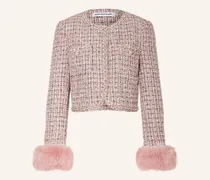 Bouclé-Jacke mit Glitzergarn und Schmucksteinen