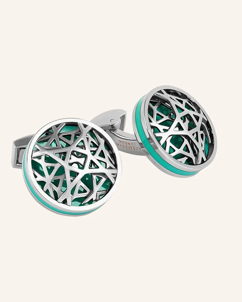 Tateossian Manschettenknöpfe  Dome Cutwork blau Türkis