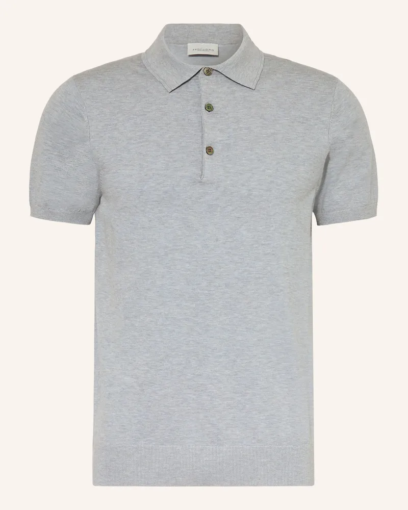 Profuomo Strick-Poloshirt Blaugrau