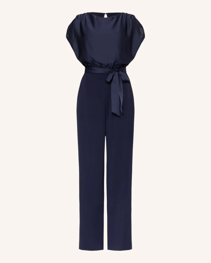 Swing Jumpsuit im Materialmix Dunkelblau