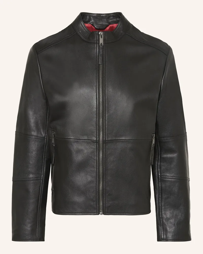 HUGO BOSS Lederjacke Lokis schwarz Schwarz