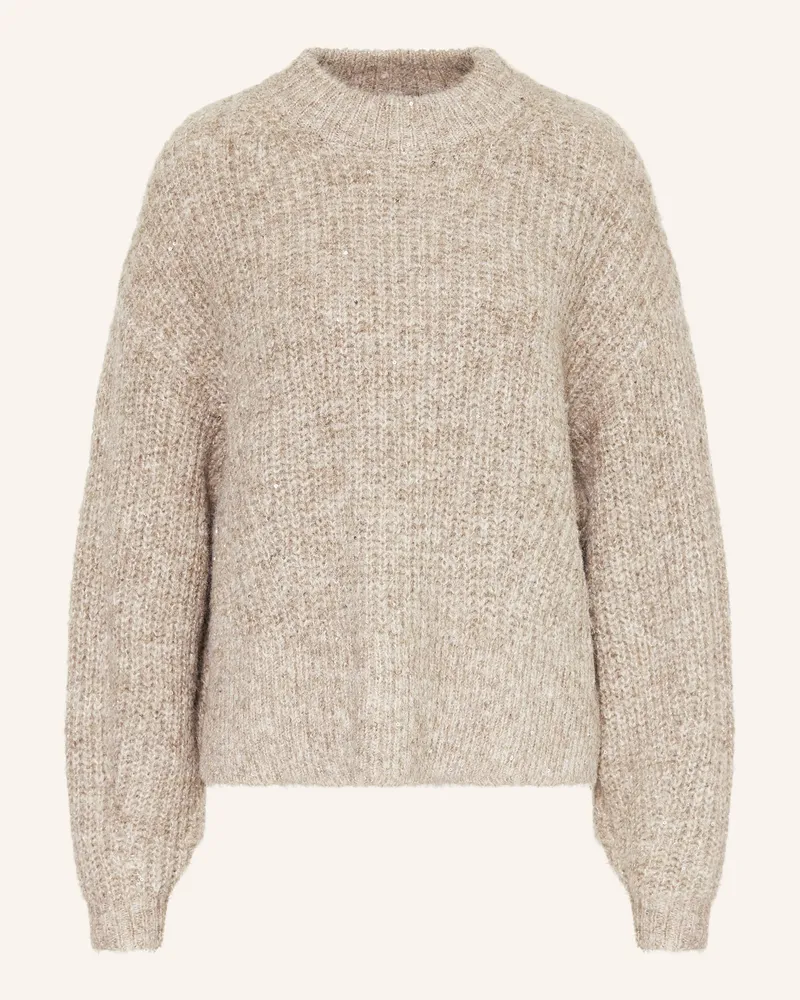 OPUS Pullover PALIET mit Pallietten Braun