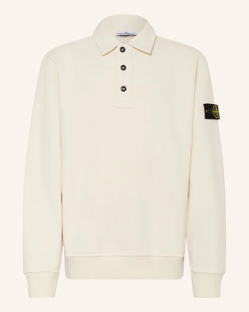 Stone Island Sweat-Poloshirt weiss Creme
