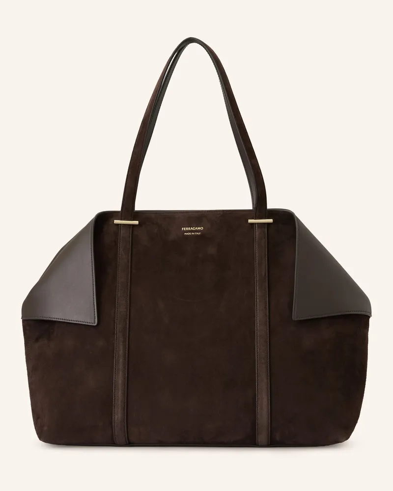 Ferragamo Shopper THE SCARF GRAINY Dunkelbraun