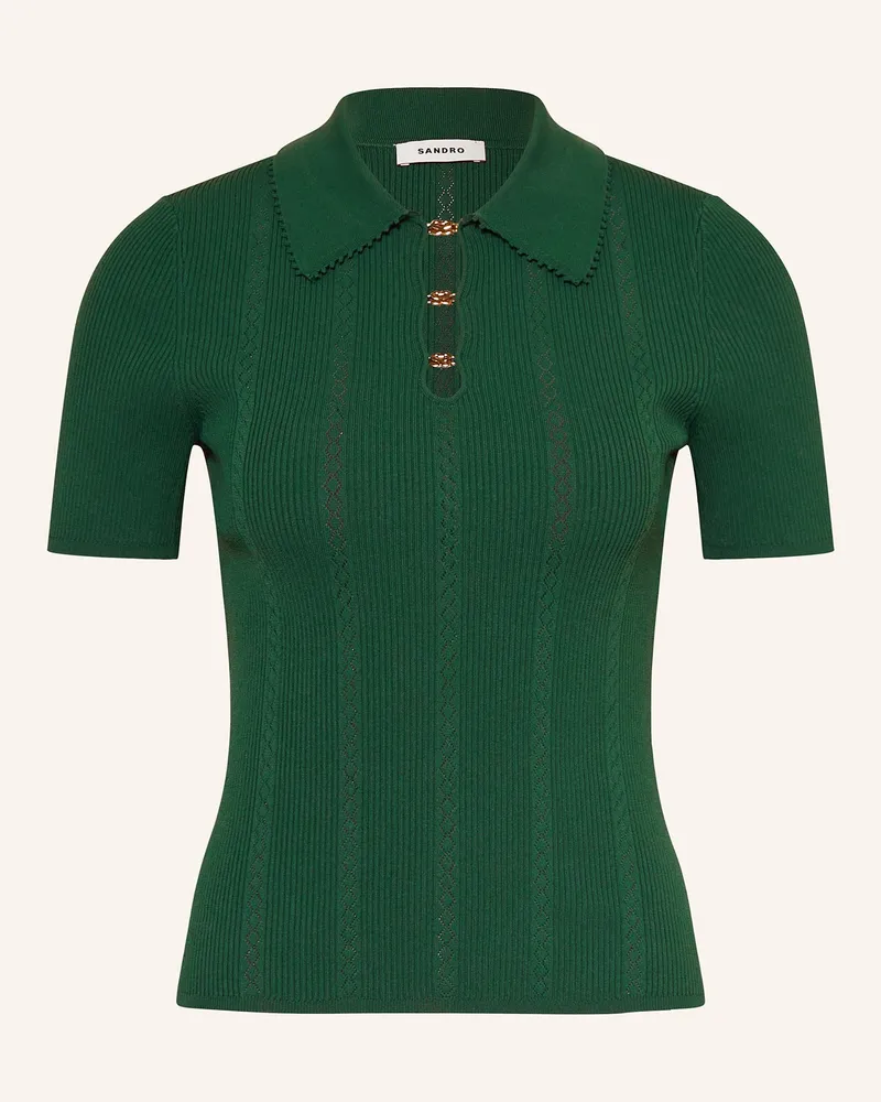 Sandro Strick-Poloshirt Dunkelgrün