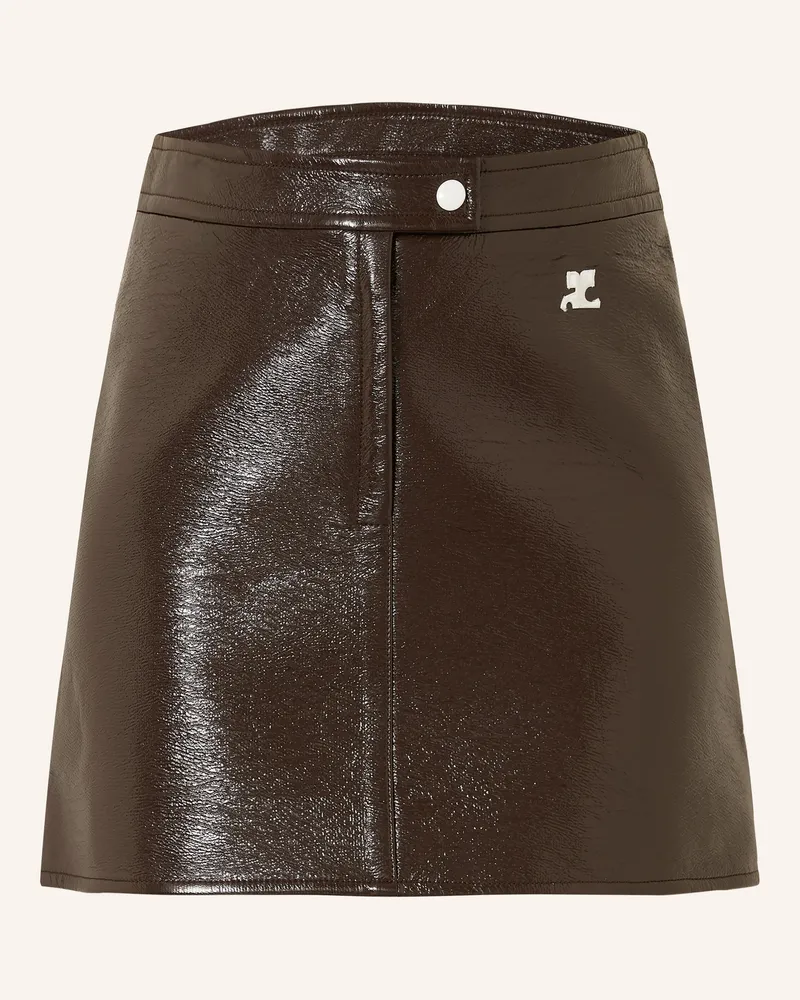 Courrèges Rock in Lederoptik Dunkelbraun