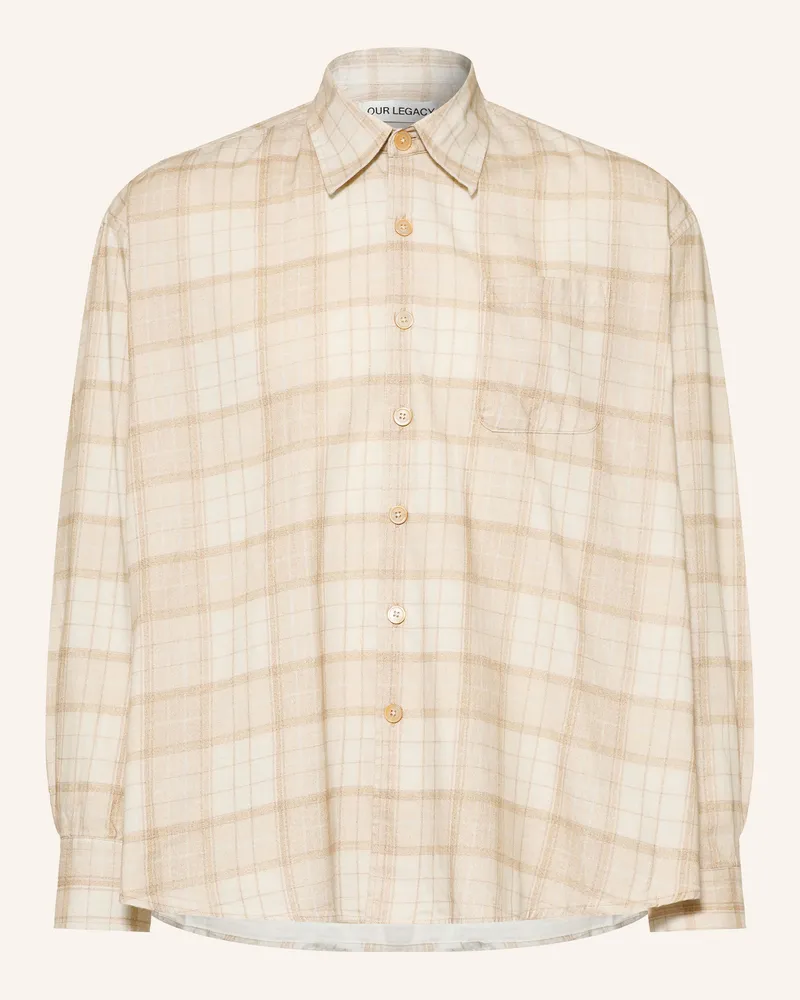 Our Legacy Flanellhemd Comfort Fit beige Hellgrau