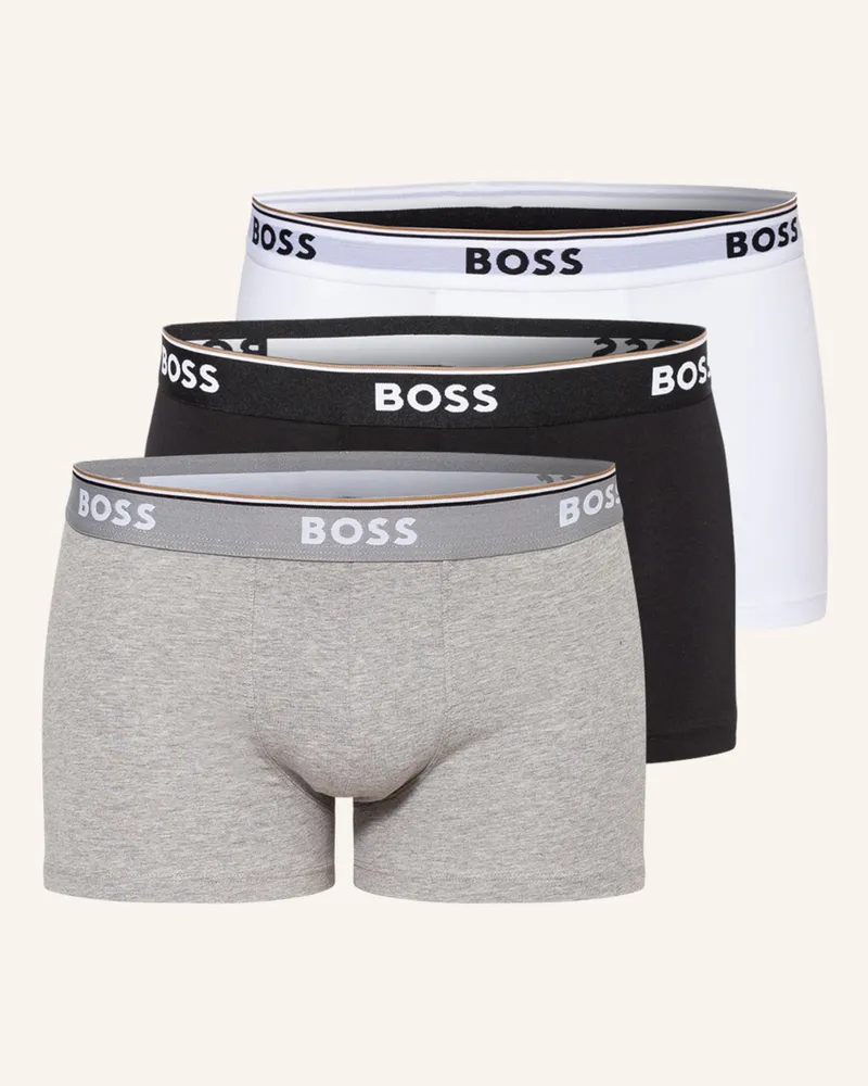 HUGO BOSS 3er-Pack Boxershorts Power weiss Grau