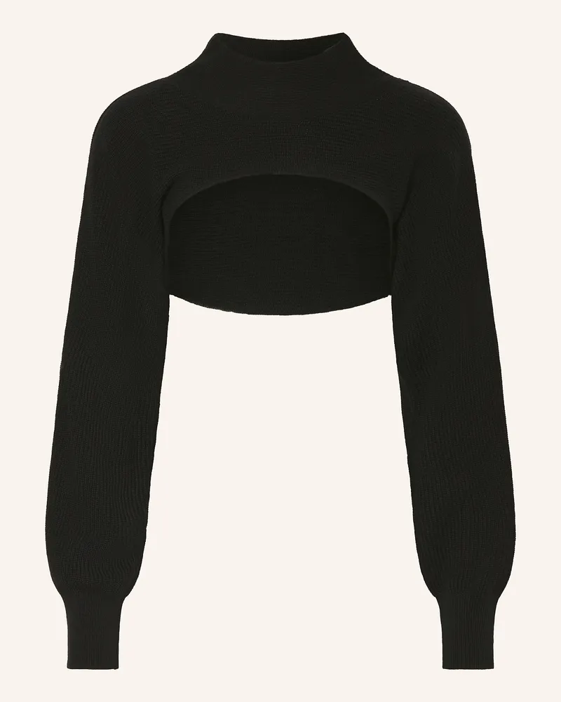 LULULEMON Cropped-Pullover COTTON-BLEND MOCKNECK KNIT SHRUG Schwarz