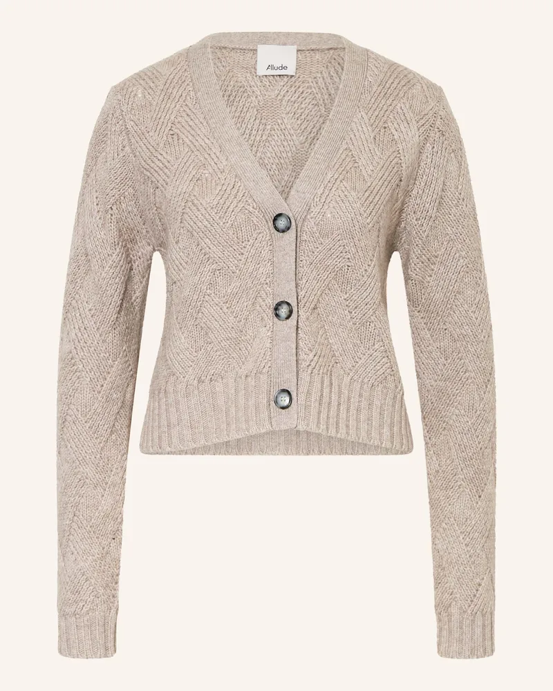 ALLUDE Strickjacke mit Cashmere Hellbraun