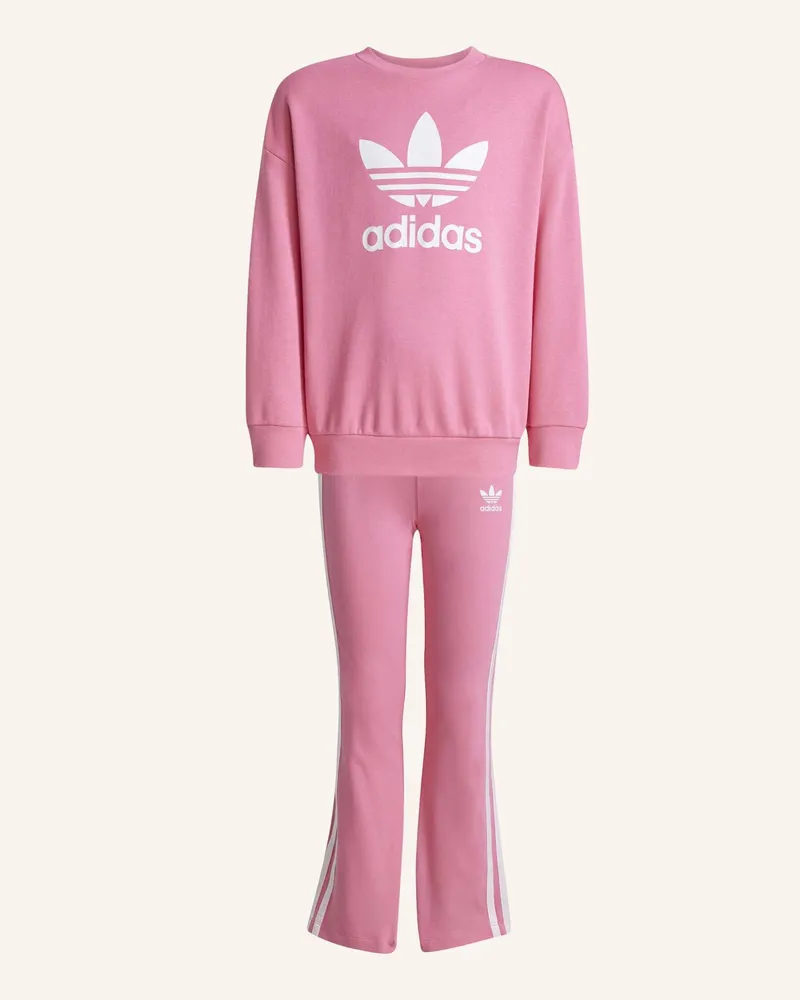 adidas LOOSE CREW FLARED KIDS LEGGINGS SET Rosa
