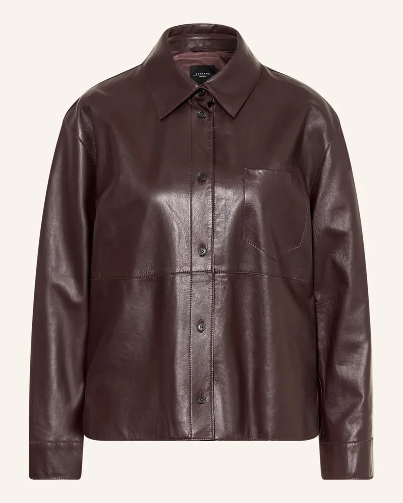 Max Mara Lederjacke Scatola rot Dunkelbraun